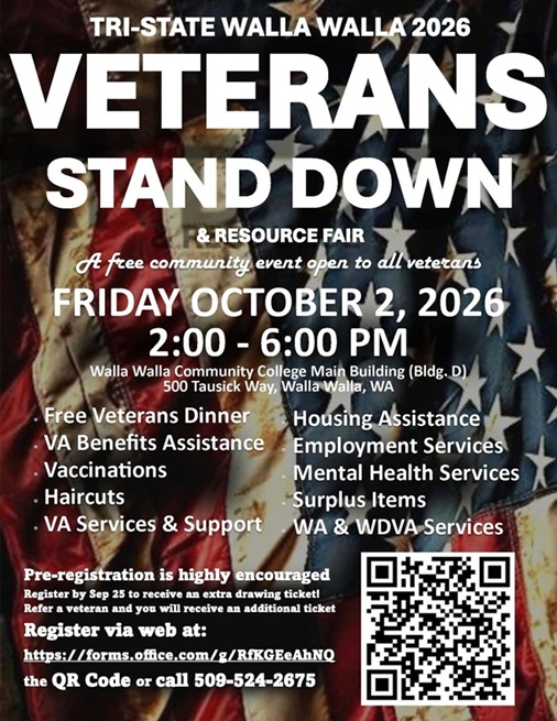 2026 Walla Walla Veterans Stand Down Graphic