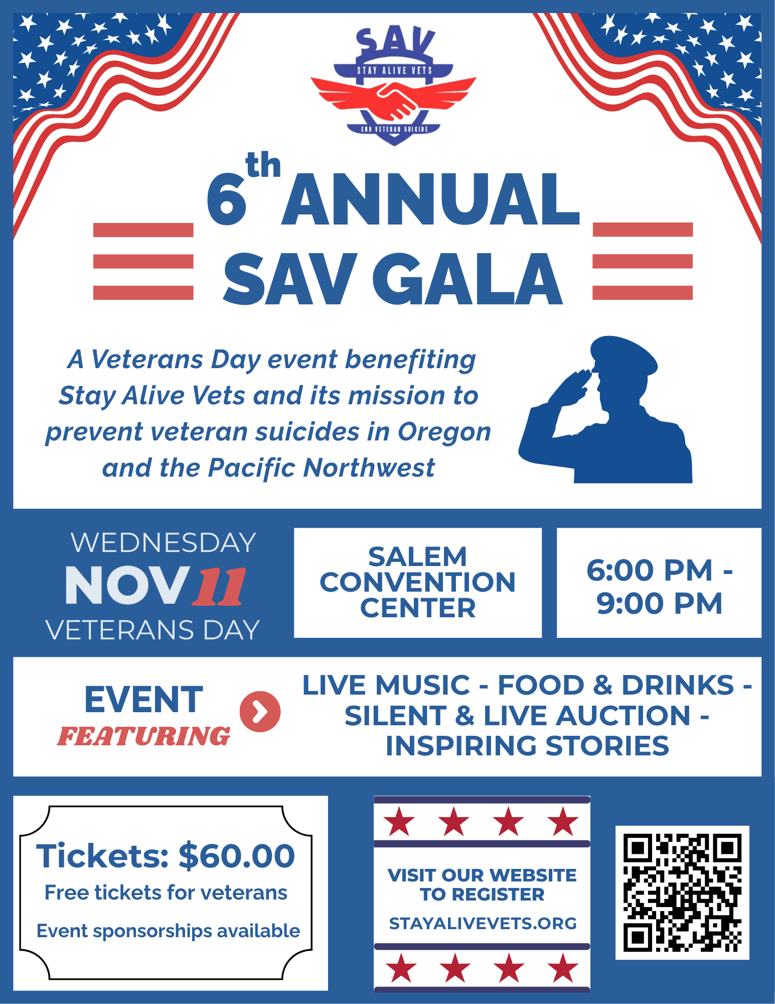 Stay Alive Vets' 2026 Veterans Day Event Gala Graphic