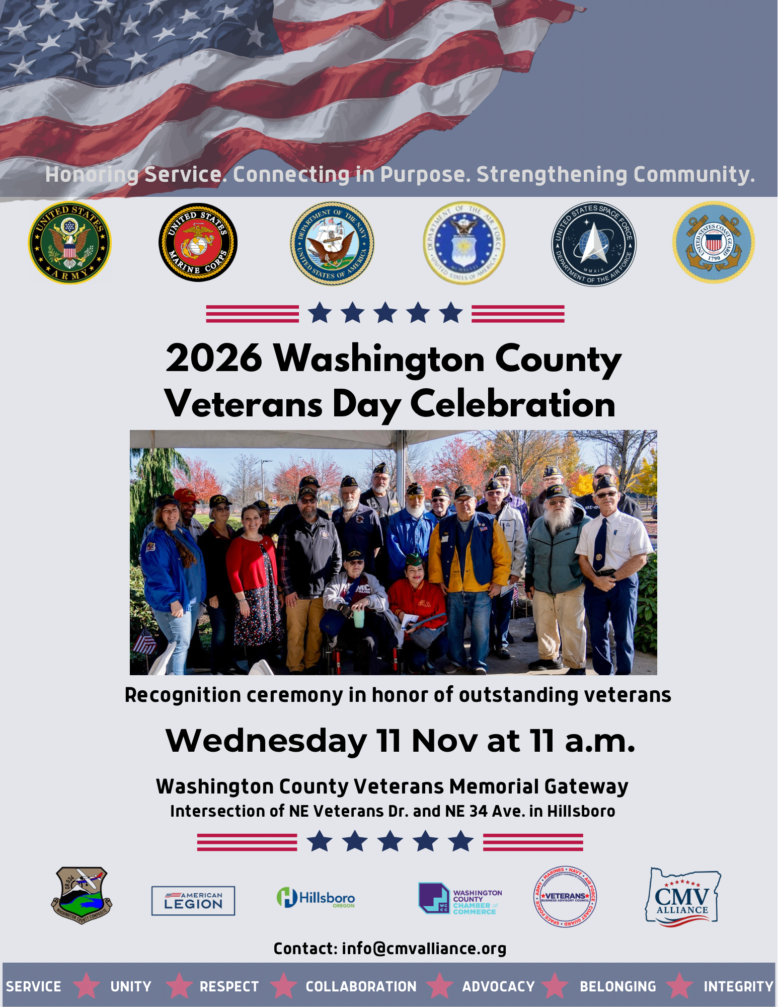 2026 Washington County Oregon Veterans Day Informational Graphic